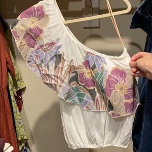 Free People One Shoulder Floral Top